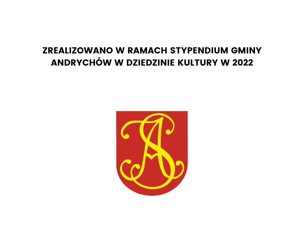 Godło czerwono-żółte z napisem Gymnastystys w wadach.