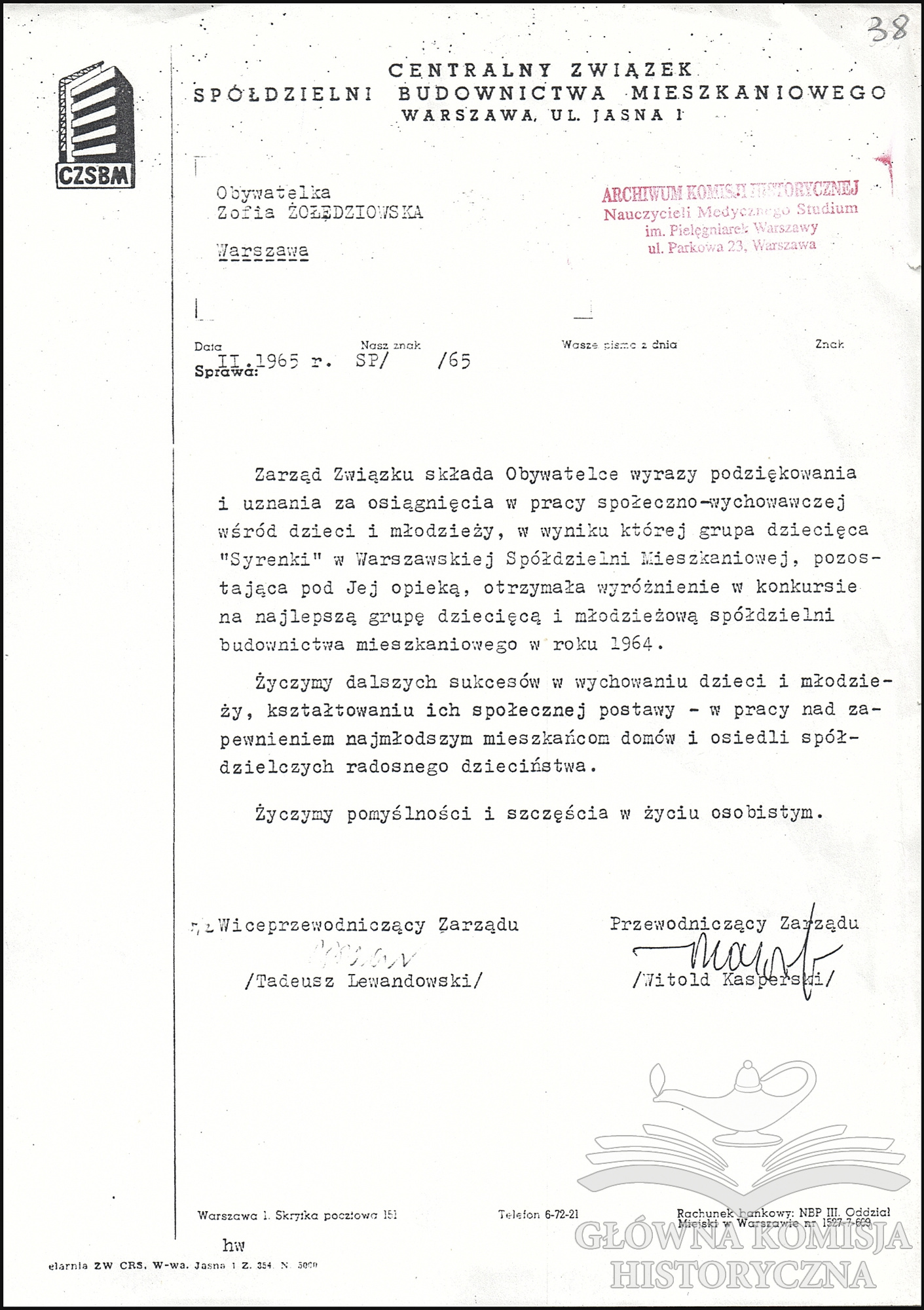 Dokument z listem.
