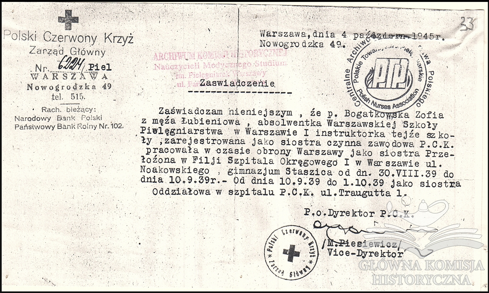 List z czerwonym krzyżem.