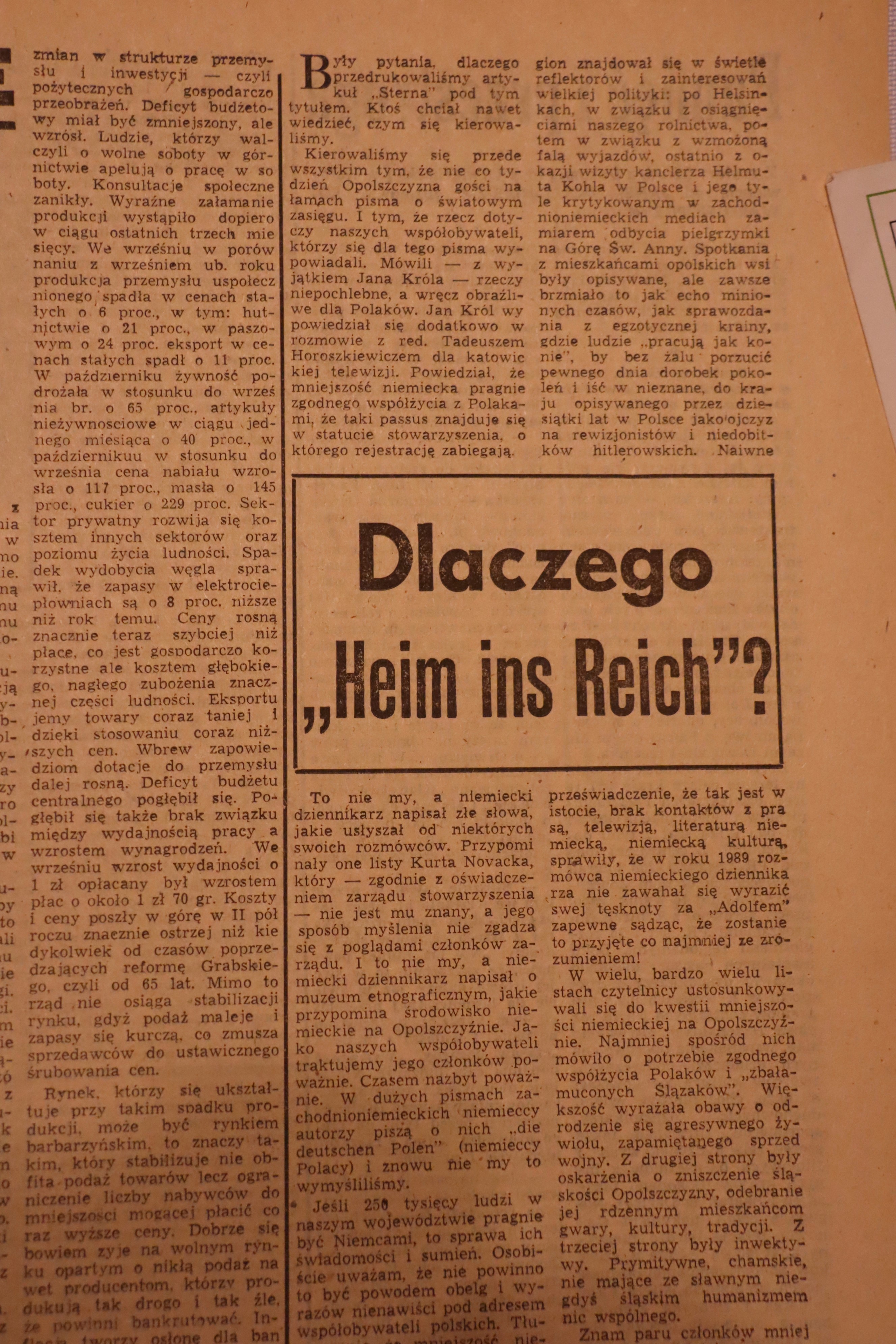 Gazeta z napisem dlazego hem in reich?.