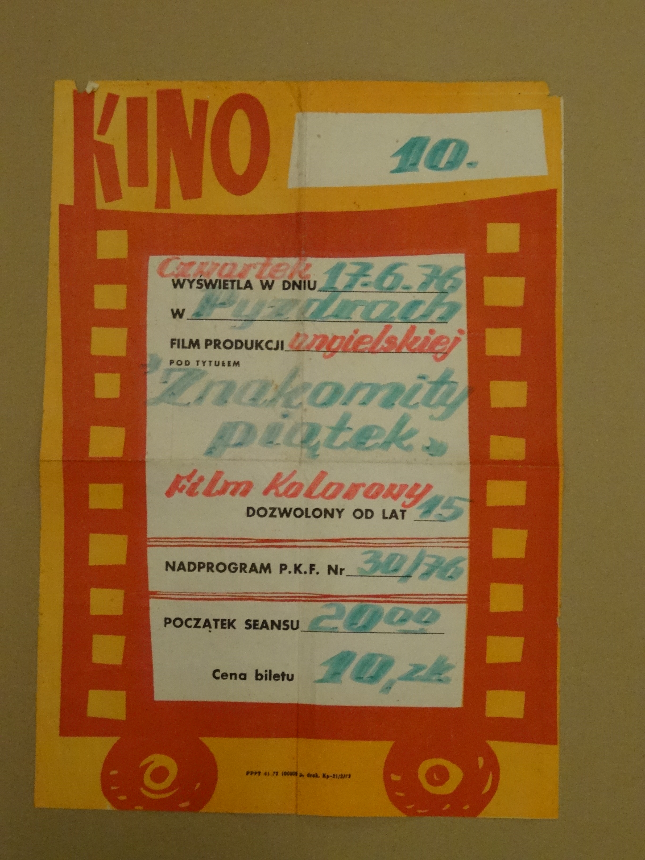 Plakat do filmu pt. Kino.