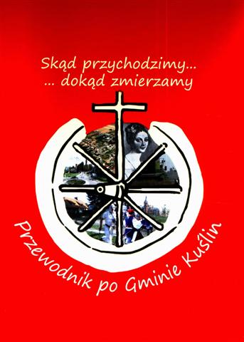 Czerwony plakat z wizerunkiem krzyża i wizerunkiem krzyża.