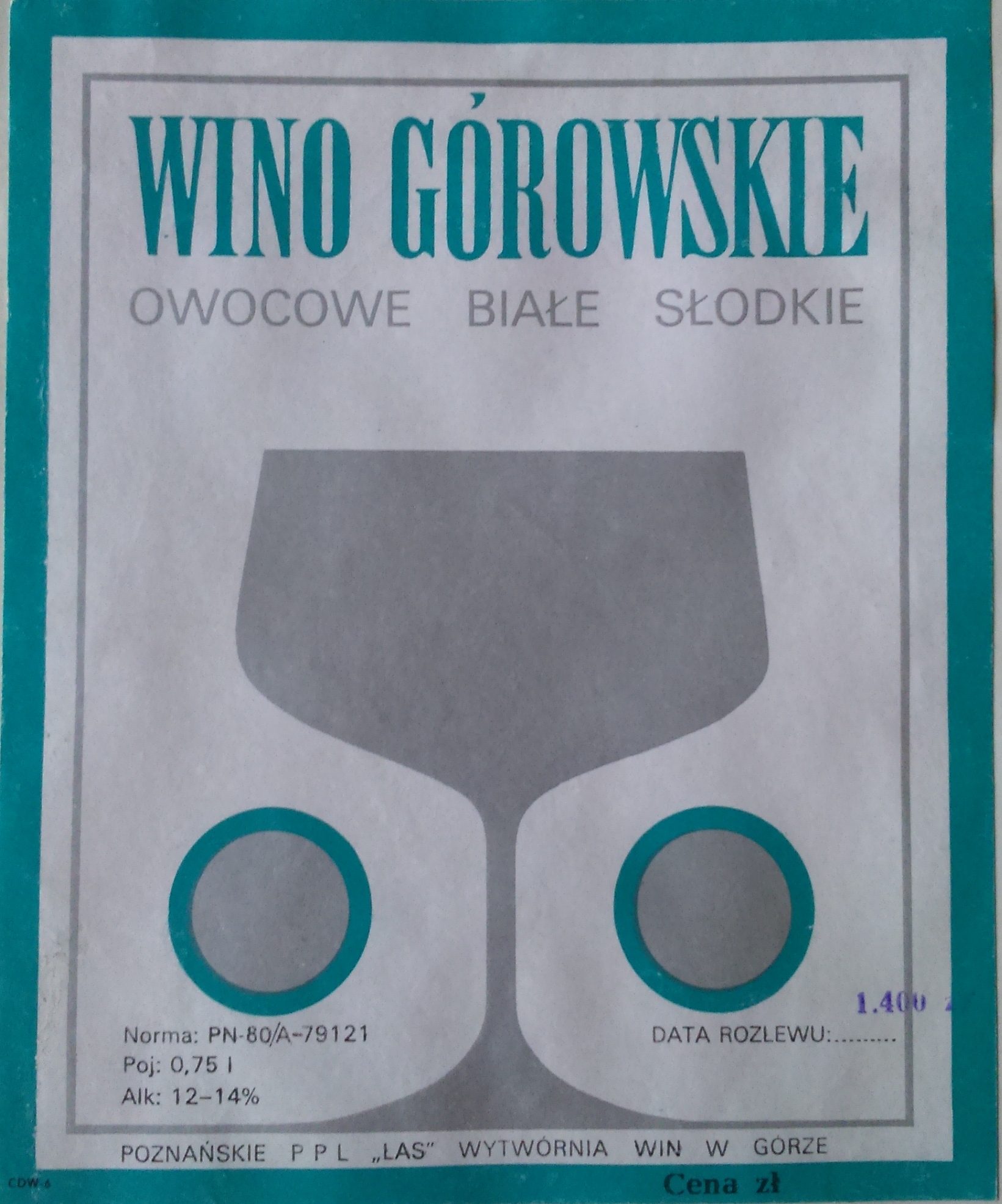 Etykieta z napisem wino gorwskie.